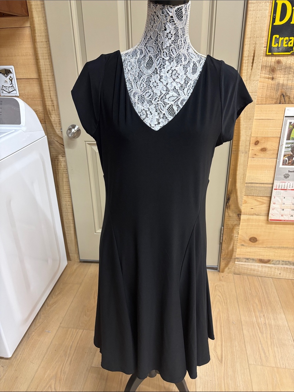 Lauren Ralph Lauren Black V-Neck Short Sleeve Tunic Dress Top